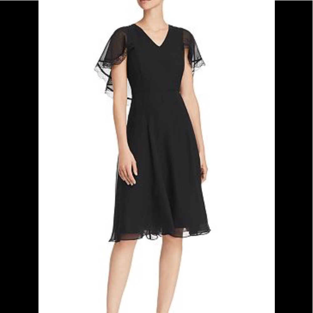 Nanette Lepore Cape Slv Chiffon Dress 6